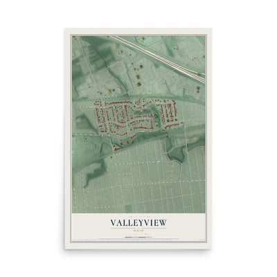 Map of Valleyview, Ohio, 12 x 18 inch unframed archival matte print