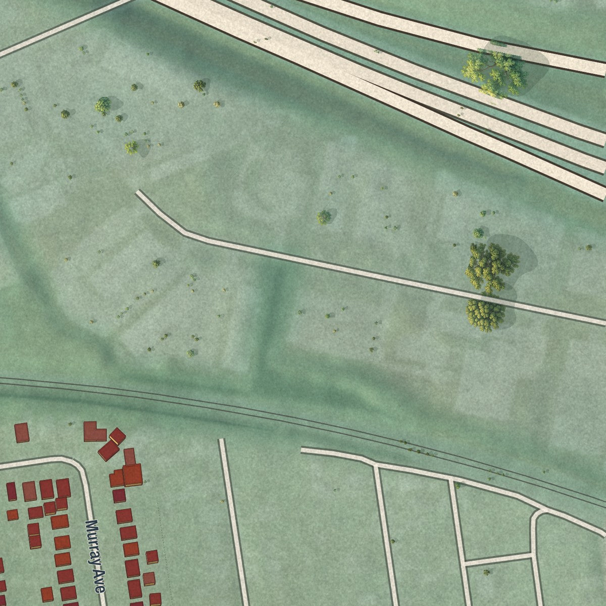 Second close-up of the map of Valleyview, Ohio print showing more streets and buildings