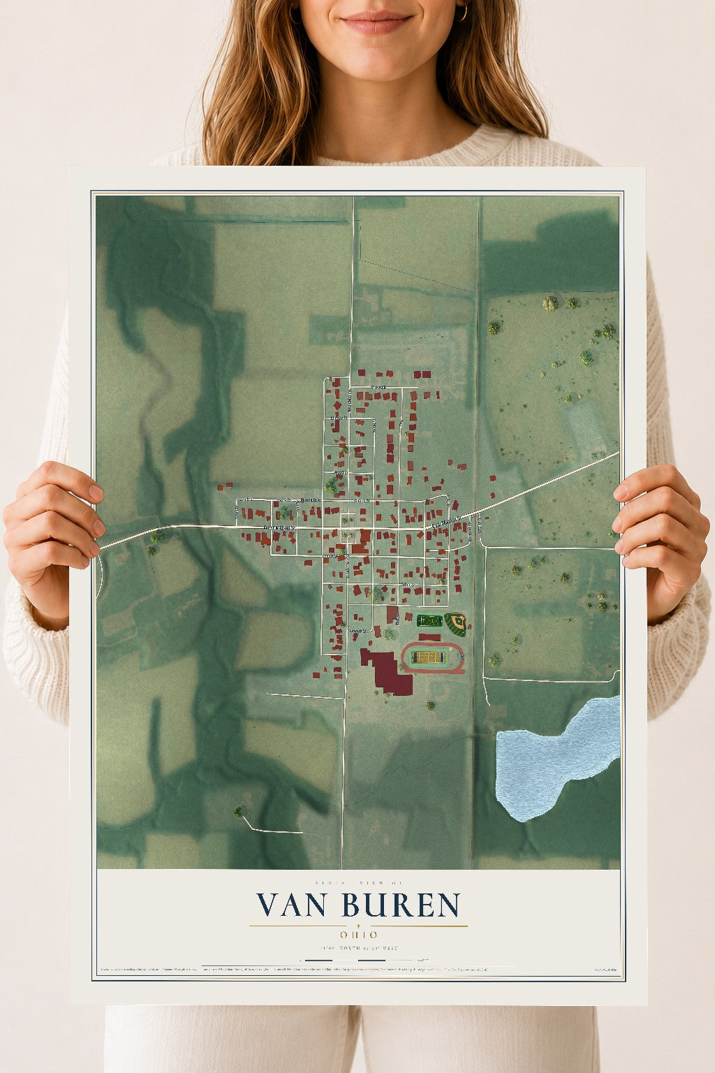 Map of Van Buren, Ohio, 18 x 24 inch unframed archival matte print
