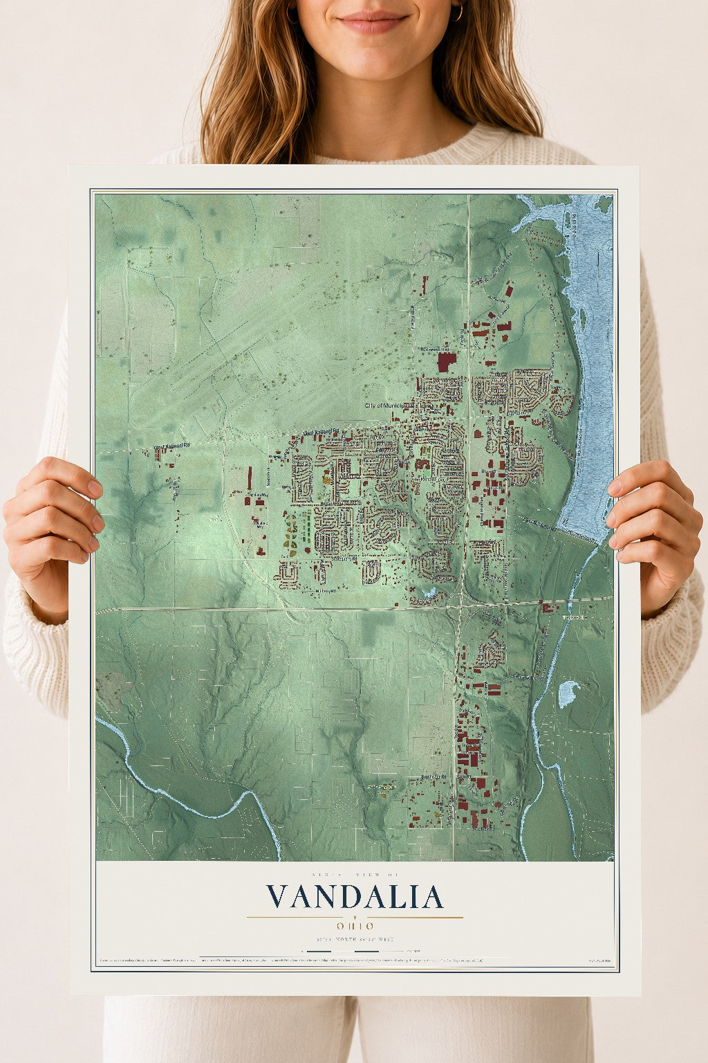 Map of Vandalia, Ohio, 18 x 24 inch unframed archival matte print