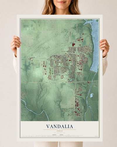 Map of Vandalia, Ohio, 24 x 36 inch unframed archival matte print