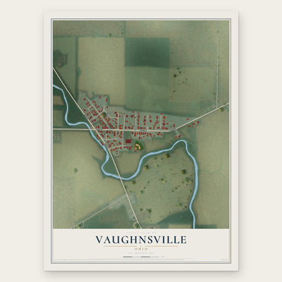 Vaughnsville, Ohio map print, the full design