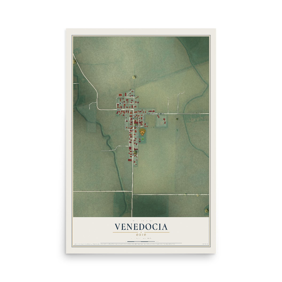 Map of Venedocia, Ohio, 12 x 18 inch unframed archival matte print