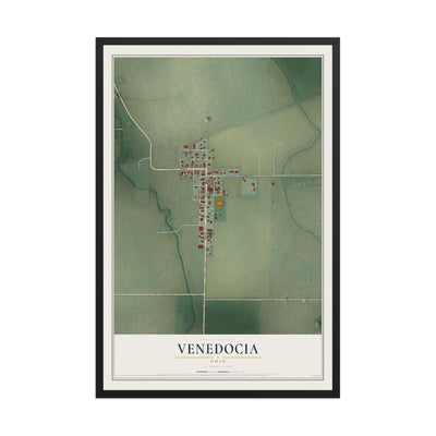 Map of Venedocia, Ohio, 12 x 18 inch print in a black wood frame