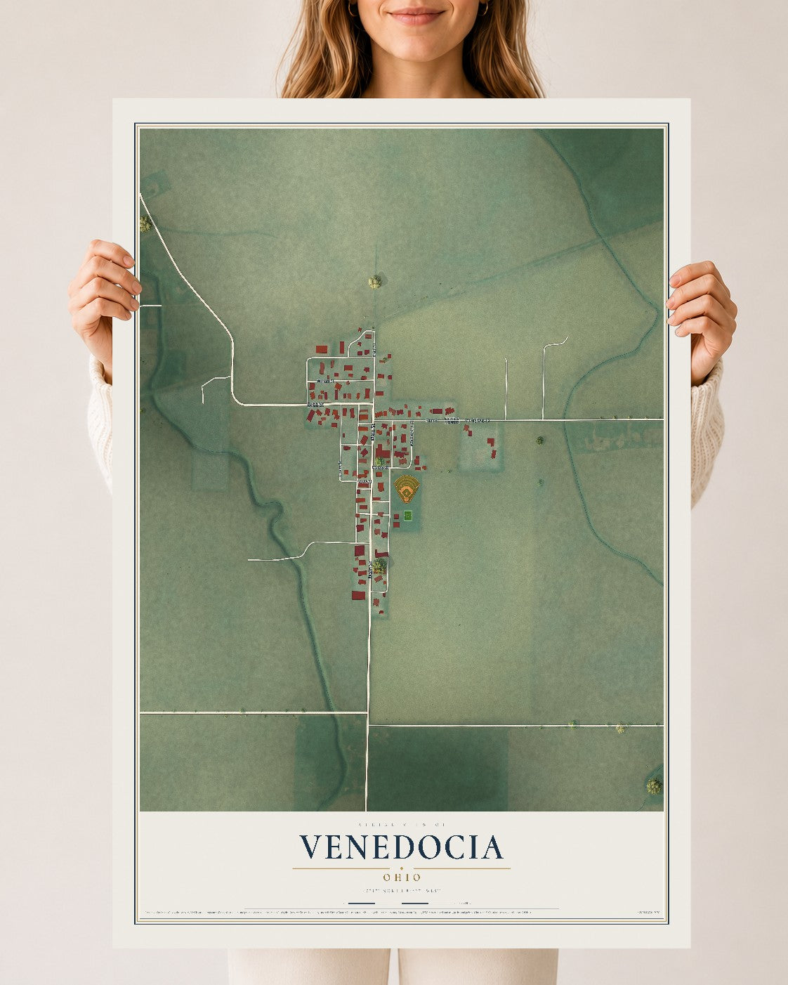 Map of Venedocia, Ohio, 24 x 36 inch unframed archival matte print