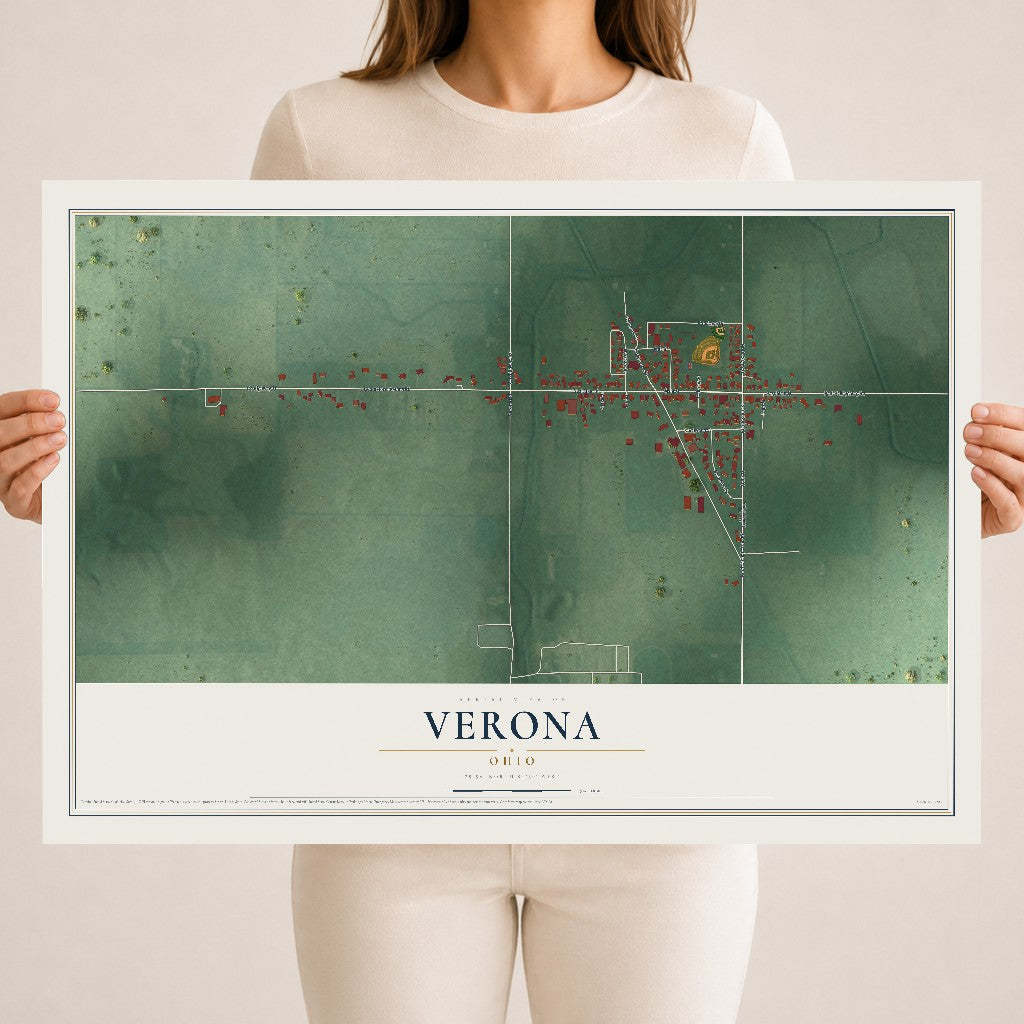 Map of Verona, Ohio, 18 x 24 inch unframed archival matte print