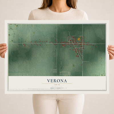 Map of Verona, Ohio, 18 x 24 inch unframed archival matte print