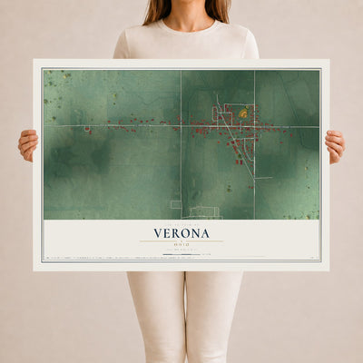 Map of Verona, Ohio, 24 x 36 inch unframed archival matte print