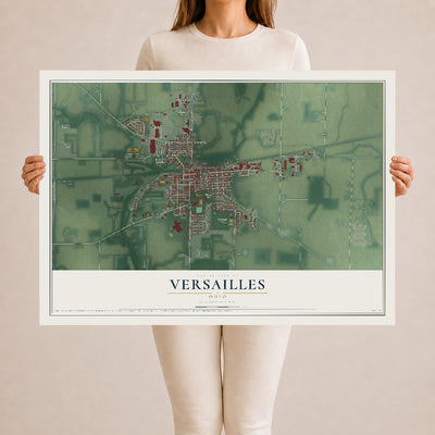 Map of Versailles, Ohio, 24 x 36 inch unframed archival matte print