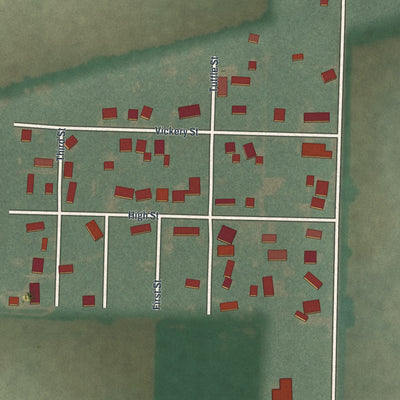 Close-up of the map of Vickery, Ohio print showing street and building detail