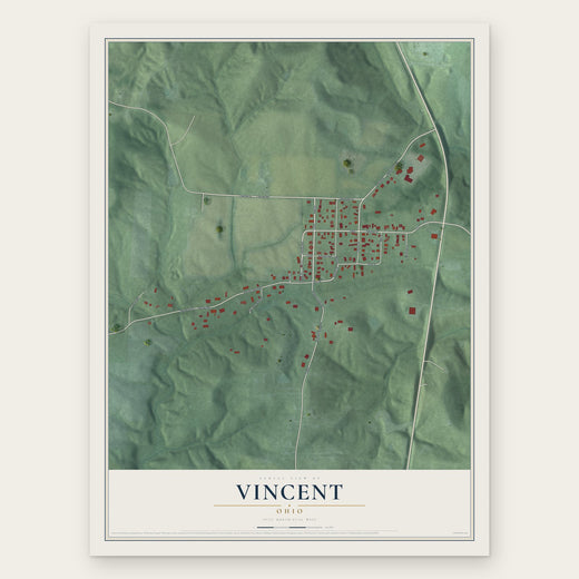 Vincent, Ohio map print, the full design