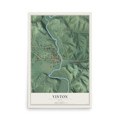 Map of Vinton, Ohio, 12 x 18 inch unframed archival matte print