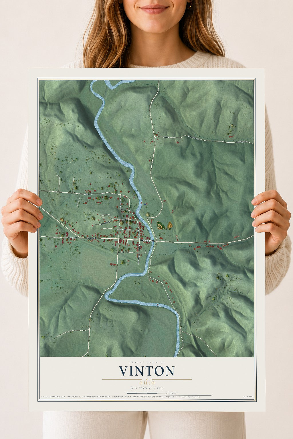 Map of Vinton, Ohio, 18 x 24 inch unframed archival matte print