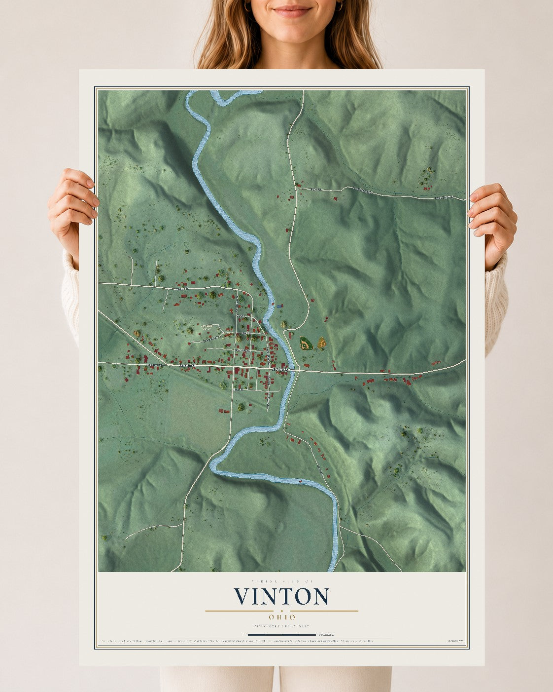 Map of Vinton, Ohio, 24 x 36 inch unframed archival matte print
