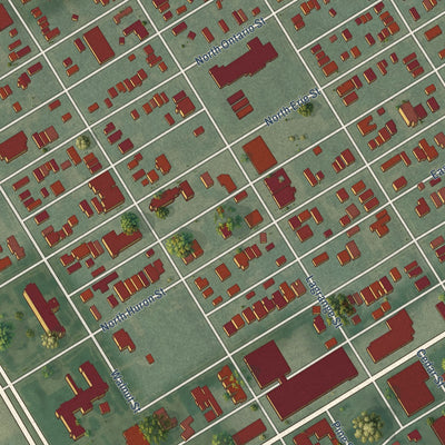 Close-up of the map of Vistula, Ohio print showing street and building detail