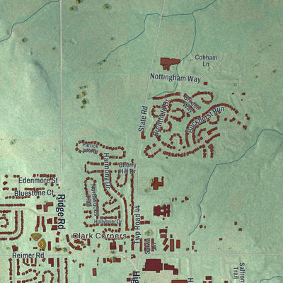 Second close-up of the map of Wadsworth, Ohio print showing more streets and buildings