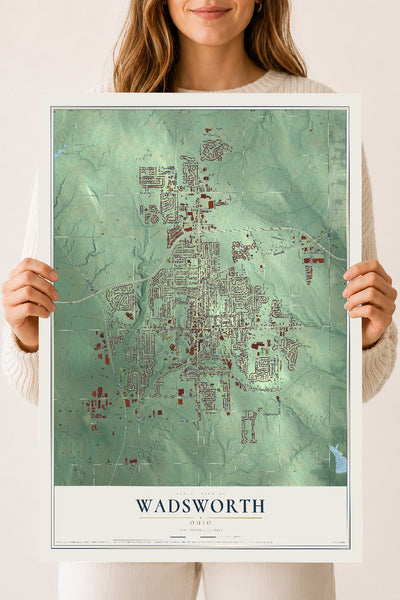 Map of Wadsworth, Ohio, 18 x 24 inch unframed archival matte print
