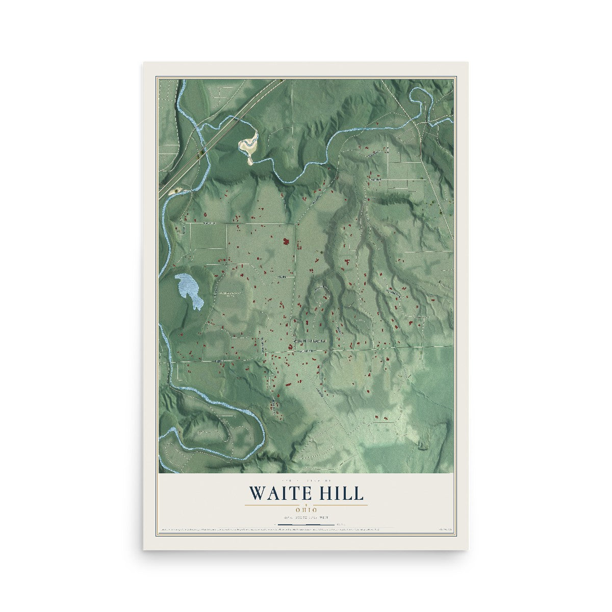 Map of Waite Hill, Ohio, 12 x 18 inch unframed archival matte print