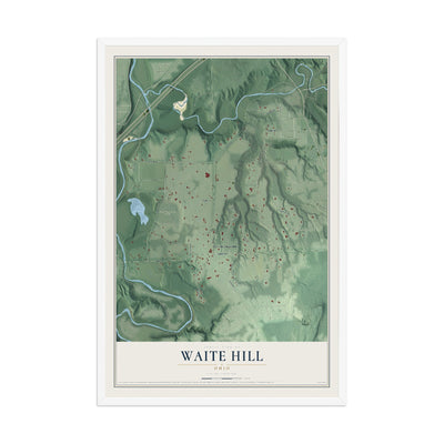 Map of Waite Hill, Ohio, 12 x 18 inch print in a white wood frame