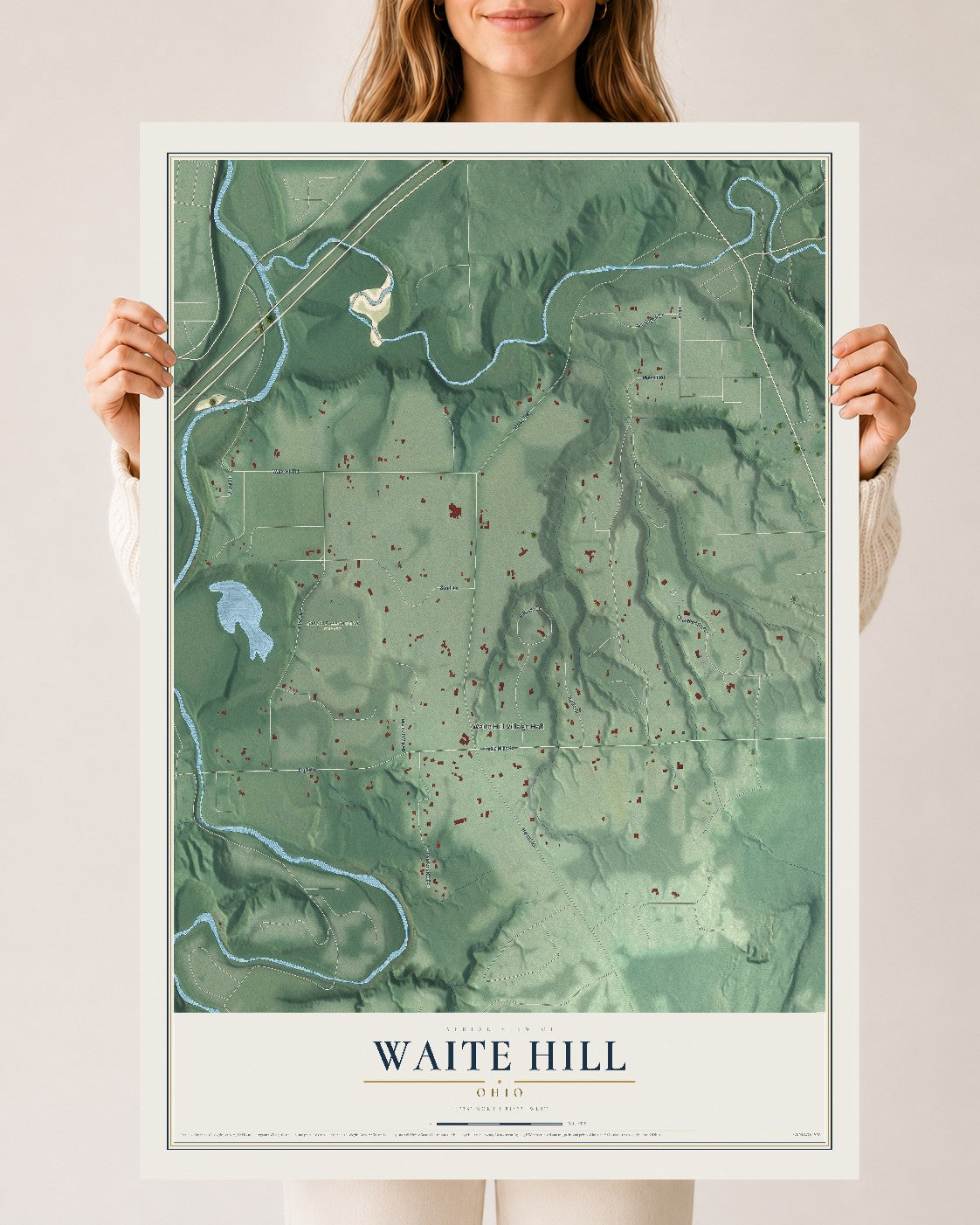 Map of Waite Hill, Ohio, 24 x 36 inch unframed archival matte print