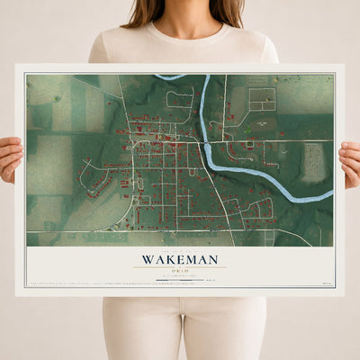 Map of Wakeman, Ohio, 18 x 24 inch unframed archival matte print