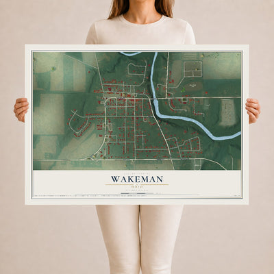 Map of Wakeman, Ohio, 24 x 36 inch unframed archival matte print