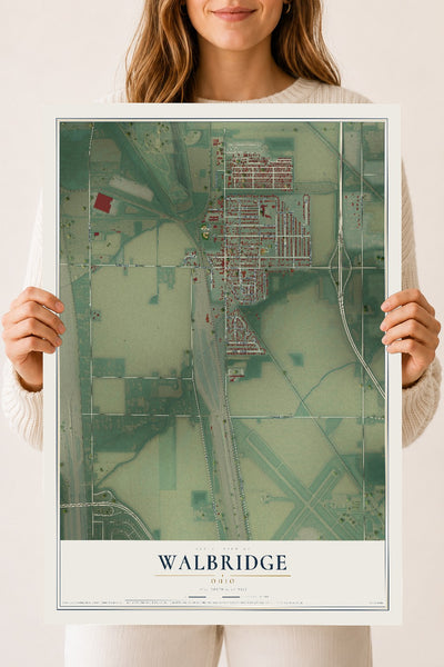 Map of Walbridge, Ohio, 18 x 24 inch unframed archival matte print
