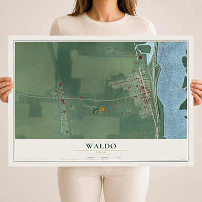 Map of Waldo, Ohio, 18 x 24 inch unframed archival matte print