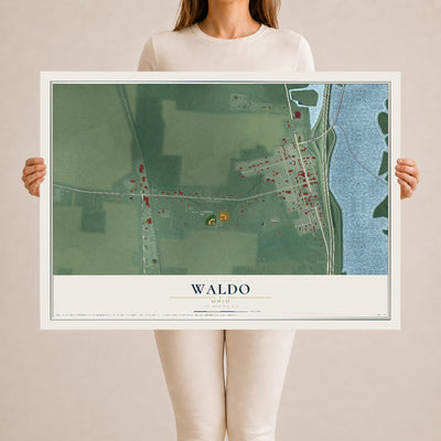 Map of Waldo, Ohio, 24 x 36 inch unframed archival matte print