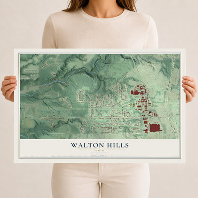 Map of Walton Hills, Ohio, 12 x 18 inch unframed archival matte print