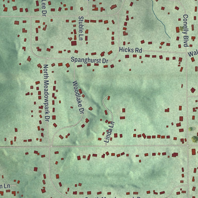 Second close-up of the map of Walton Hills, Ohio print showing more streets and buildings