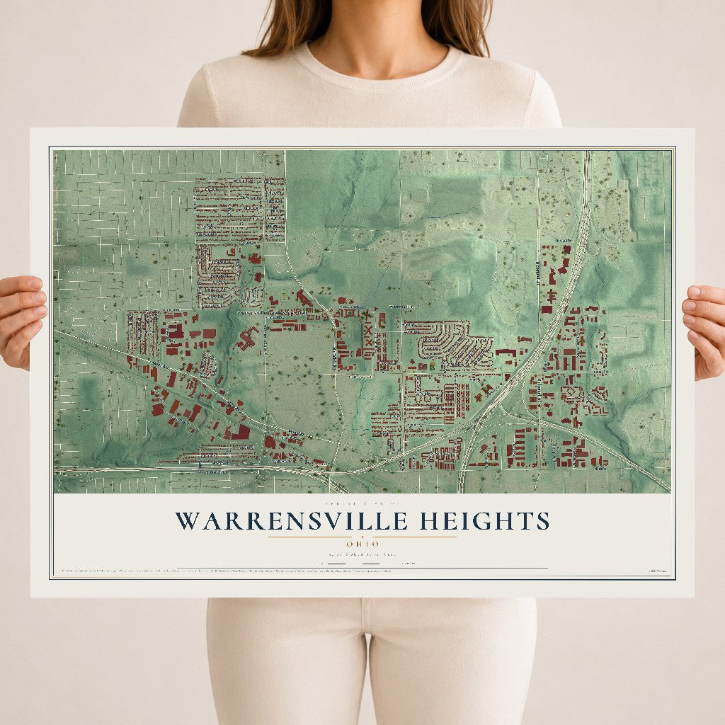 Map of Warrensville Heights, Ohio, 18 x 24 inch unframed archival matte print