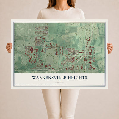 Map of Warrensville Heights, Ohio, 24 x 36 inch unframed archival matte print