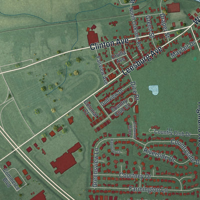 Second close-up of the map of Washington Court House, Ohio print showing more streets and buildings