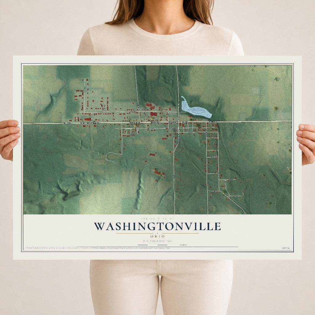 Map of Washingtonville, Ohio, 18 x 24 inch unframed archival matte print
