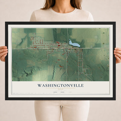 Map of Washingtonville, Ohio, 18 x 24 inch print in a black wood frame
