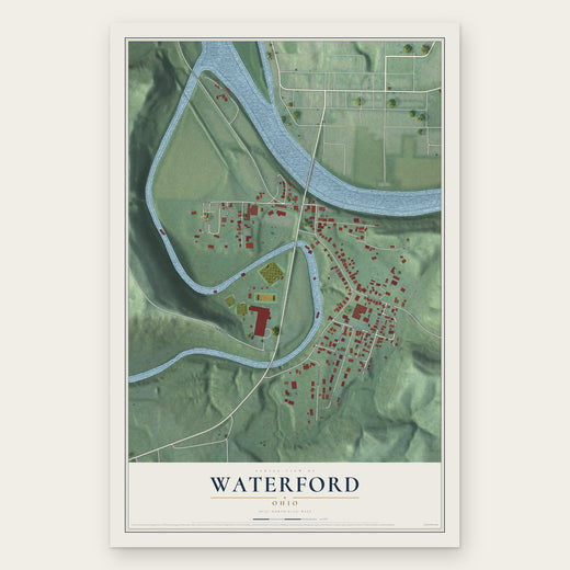 Waterford, Ohio map print, the full design