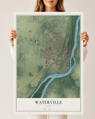 Map of Waterville, Ohio, 24 x 36 inch unframed archival matte print