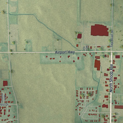 Second close-up of the map of Wauseon, Ohio print showing more streets and buildings