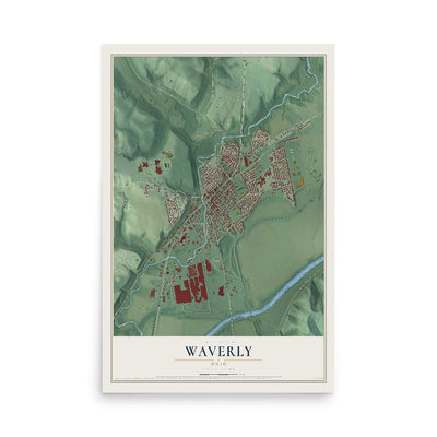 Map of Waverly, Ohio, 12 x 18 inch unframed archival matte print