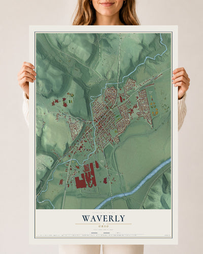 Map of Waverly, Ohio, 24 x 36 inch unframed archival matte print