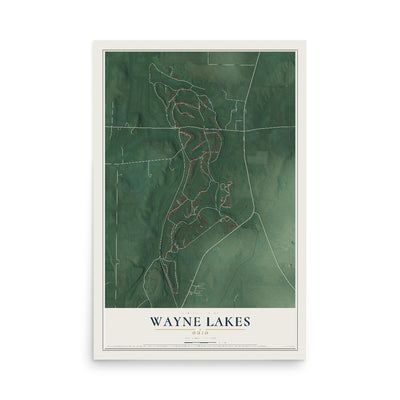 Map of Wayne Lakes, Ohio, 12 x 18 inch unframed archival matte print