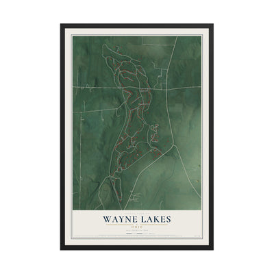Map of Wayne Lakes, Ohio, 12 x 18 inch print in a black wood frame