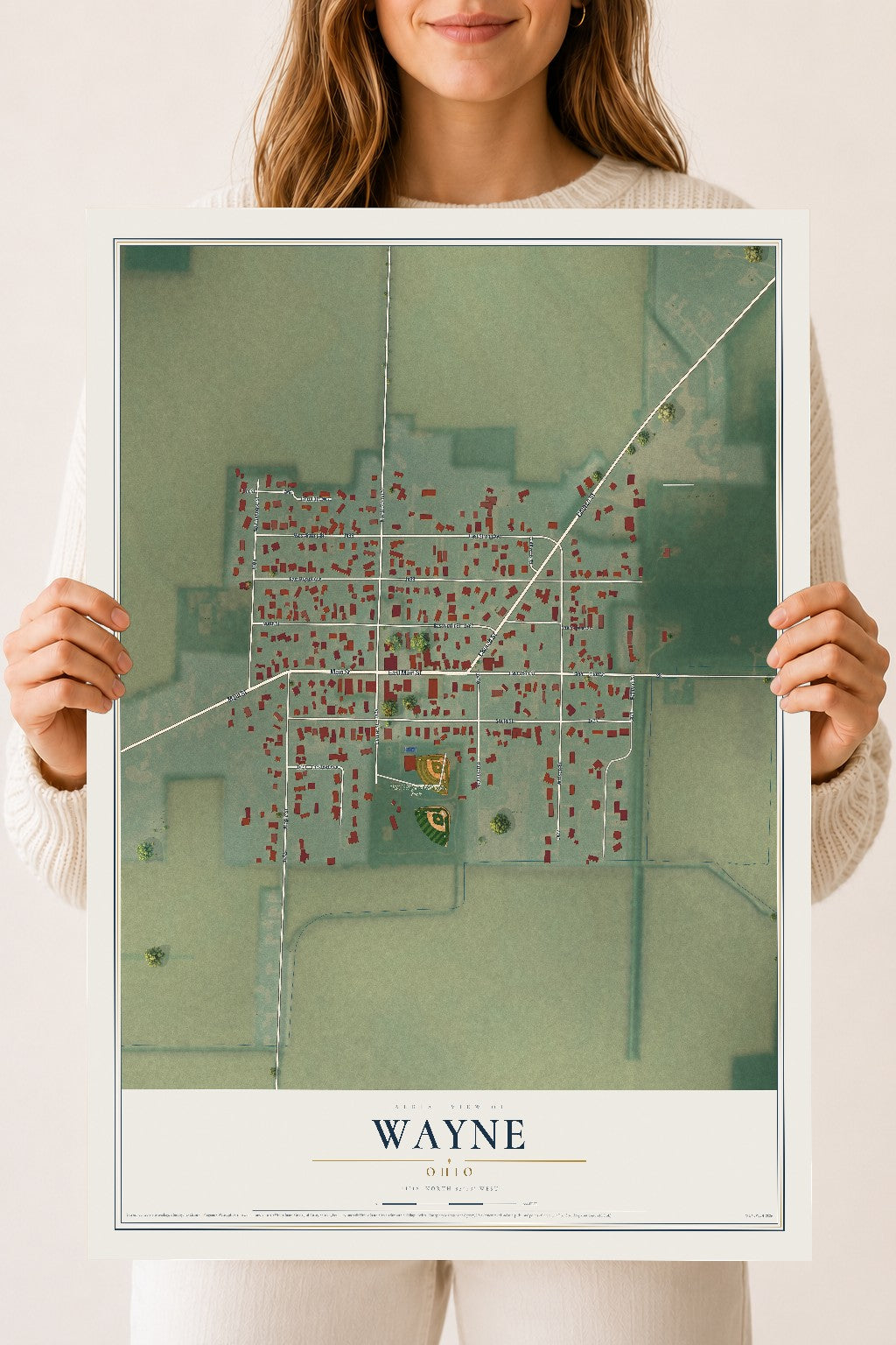 Map of Wayne, Ohio, 18 x 24 inch unframed archival matte print