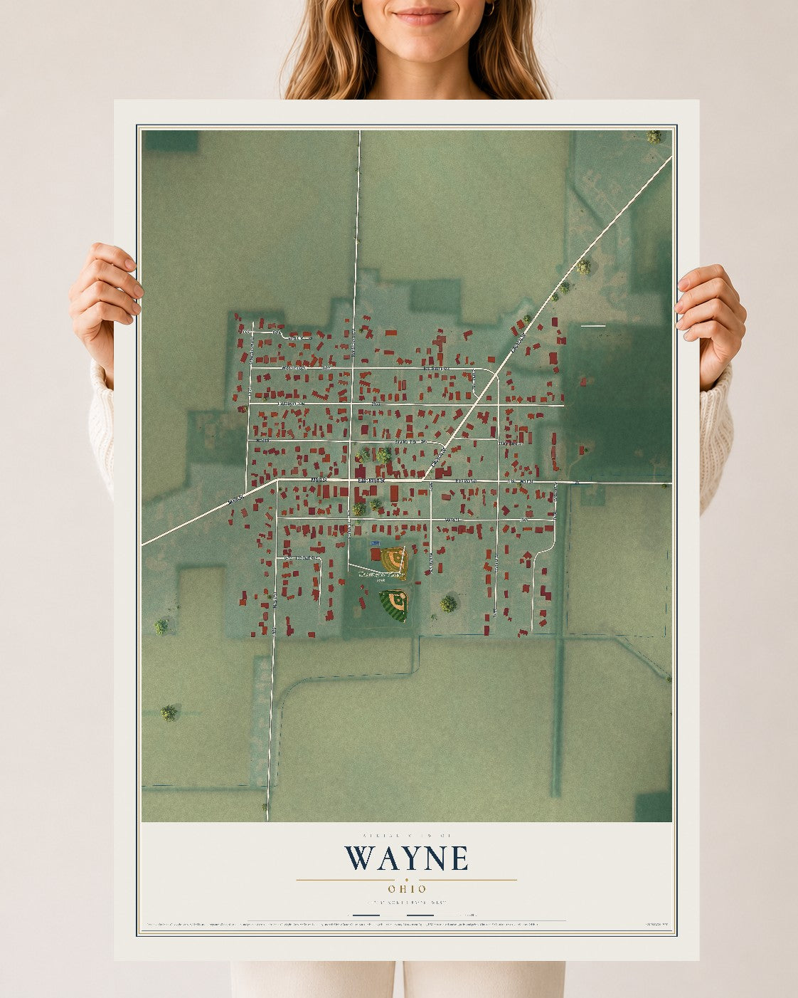 Map of Wayne, Ohio, 24 x 36 inch unframed archival matte print