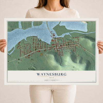 Map of Waynesburg, Ohio, 18 x 24 inch unframed archival matte print