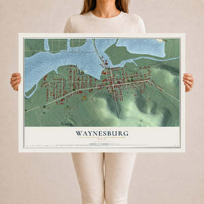 Map of Waynesburg, Ohio, 24 x 36 inch unframed archival matte print