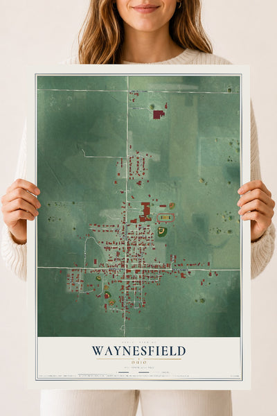 Map of Waynesfield, Ohio, 18 x 24 inch unframed archival matte print