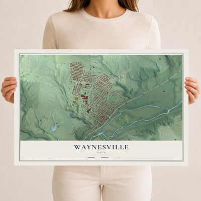 Map of Waynesville, Ohio, 12 x 18 inch unframed archival matte print