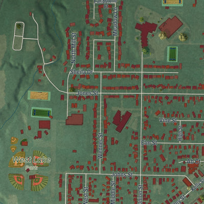 Second close-up of the map of Wellington, Ohio print showing more streets and buildings